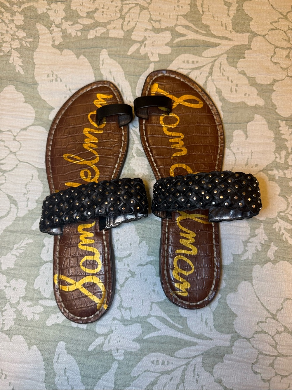 Sam Edelman Black Braided Studded Slide Sandals